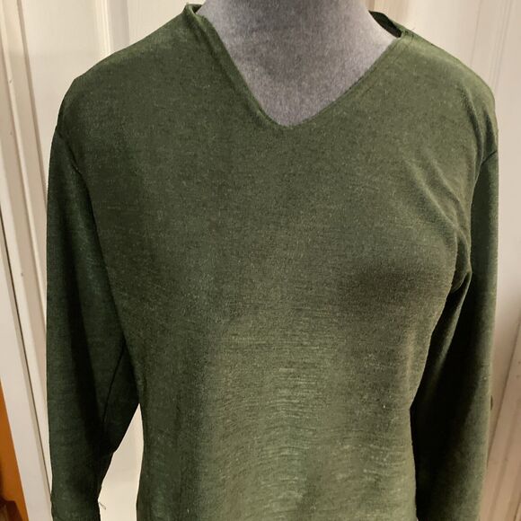 TR Bentley Top Women’s Size Large Green 3/4 Sleeve V Neck Stretch Made In USA - Picture 3 of 11
